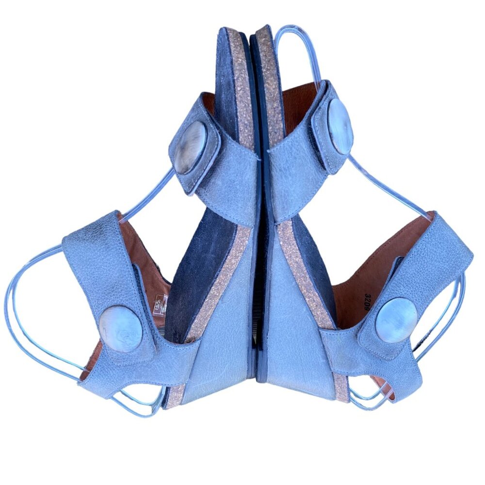 Taos Carousel Strappy Wedge Sandal Womens EUR 42 US 10.5 Distressed Gray Leather - Picture 9 of 14
